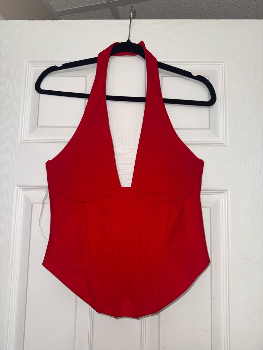 Red Halter Going Out Top